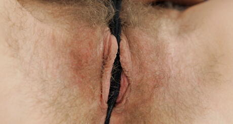 Curious czech blond cutie Promesita in panties shows her butt and hairy pussy 